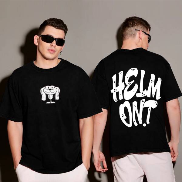 HELMONT Printed, Typography Men Round Neck Black T-Shirt