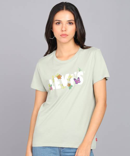 LEVI'S Printed Women Round Neck Green T-Shirt