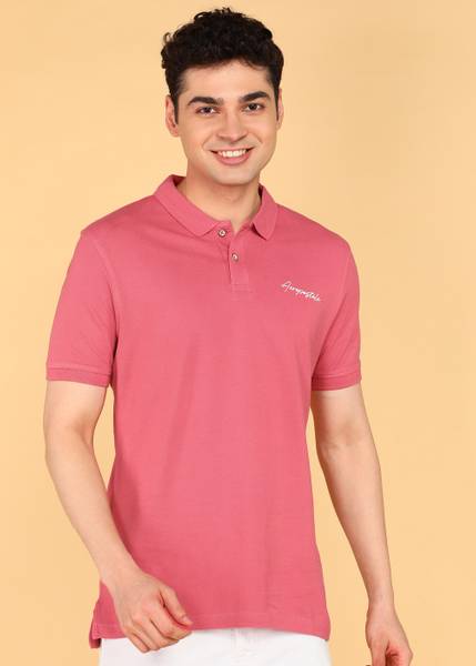 AEROPOSTALE Typography Men Polo Neck Pink T-Shirt