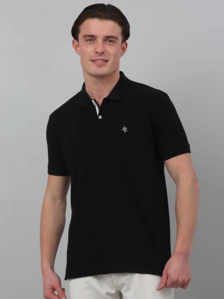 CANTABIL Solid Men Polo Neck Black T-Shirt