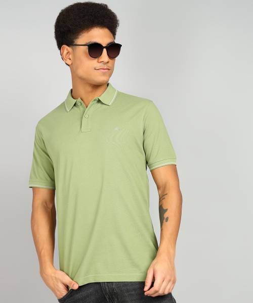 Raymond Solid Men Polo Neck Green T-Shirt