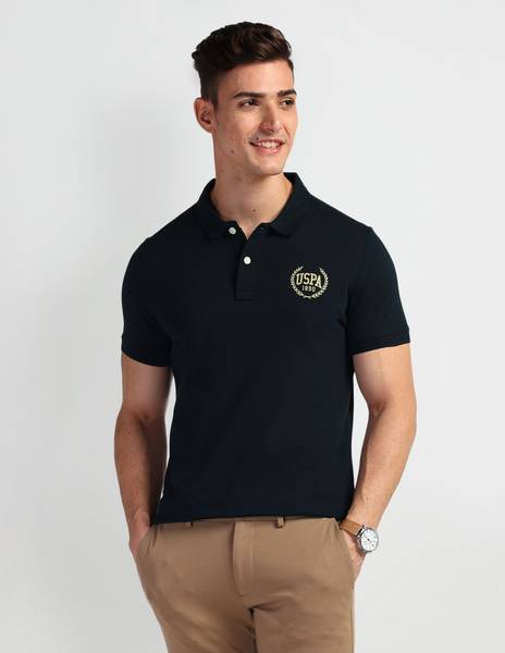 U.S. POLO ASSN. Solid Men Polo Neck Blue T-Shirt