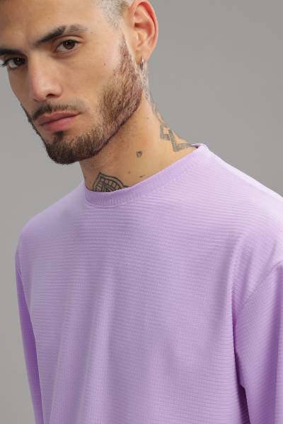 Lauren Adams Solid Men Round Neck Purple T-Shirt