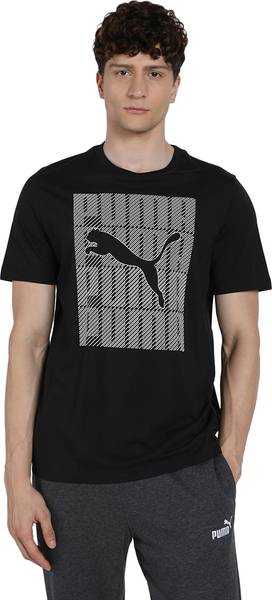 PUMA Animal Print Men Crew Neck Black T-Shirt