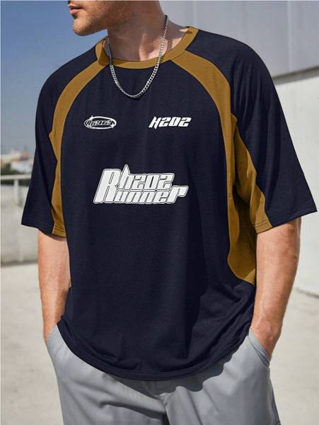 FAALBEE Printed Men Round Neck Navy Blue T-Shirt