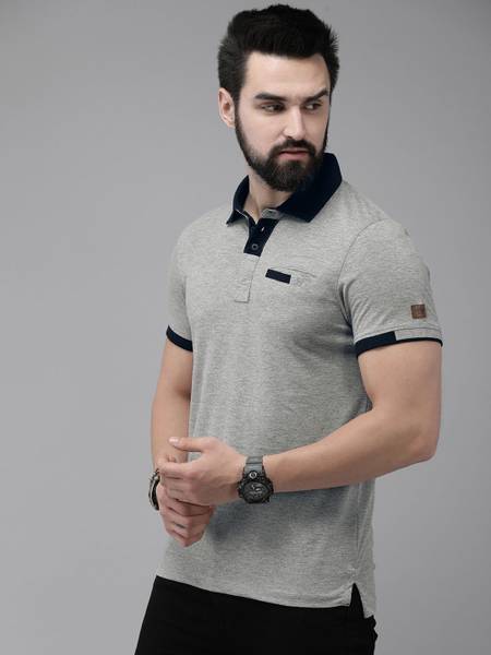 Roadster Solid Men Round Neck Grey T-Shirt