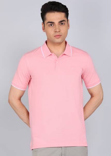 PARK AVENUE Solid Men Polo Neck Pink T-Shirt