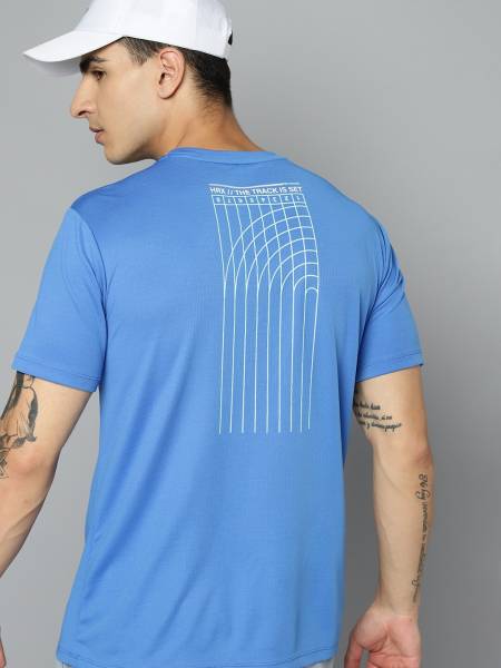 HRX by Hrithik Roshan Printed Men Round Neck Blue T-Shirt