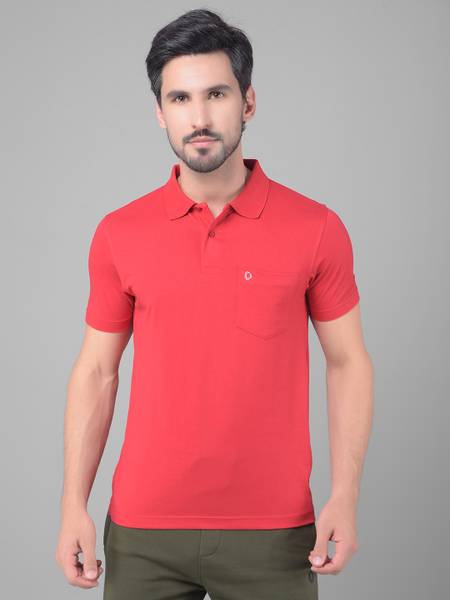 Dollar Solid Men Polo Neck Red T-Shirt