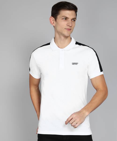 LEVI'S Colorblock Men Polo Neck White T-Shirt