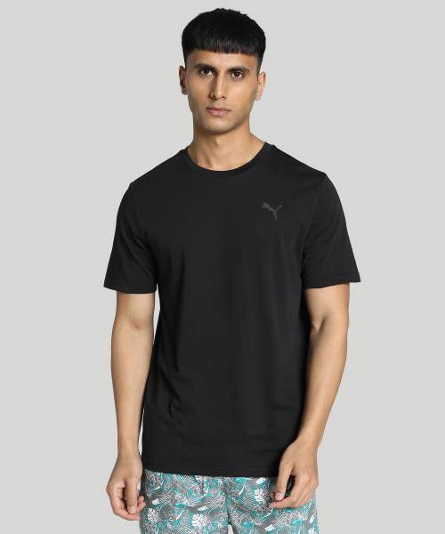 PUMA Solid Men V Neck Black T-Shirt