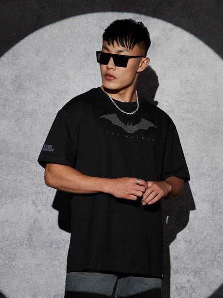 The Souled Store Graphic Print Men Round Neck Black T-Shirt