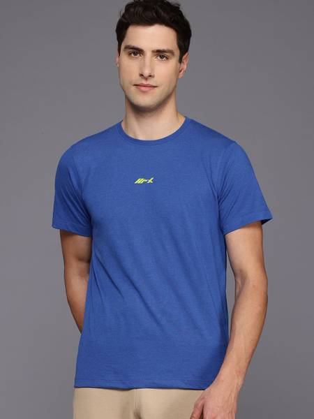 HRX by Hrithik Roshan Solid Men Round Neck Blue T-Shirt