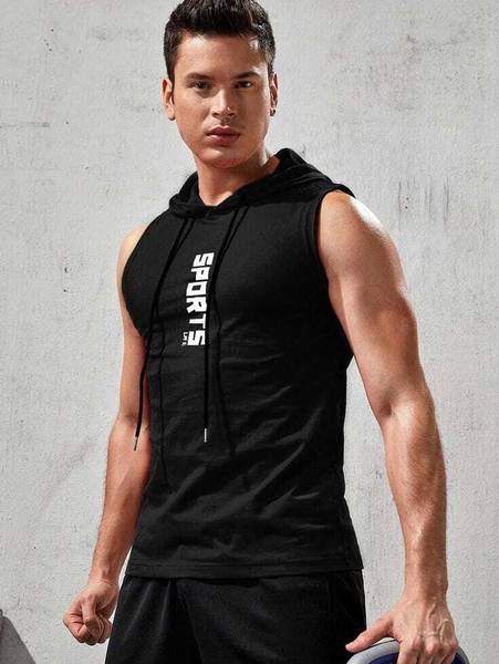 Cliffix Sporty Men Hooded Neck Black T-Shirt