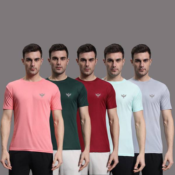 InkTees Solid Men Round Neck Multicolor T-Shirt