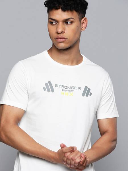 HRX by Hrithik Roshan Printed, Typography Men Round Neck White T-Shirt