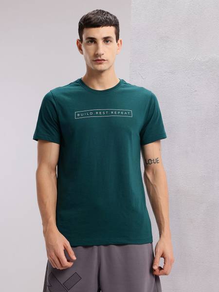 HRX by Hrithik Roshan Printed Men Round Neck Green T-Shirt