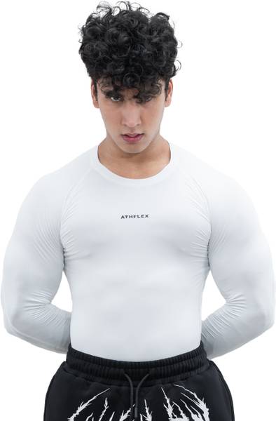 Athflex Solid Men Round Neck White T-Shirt