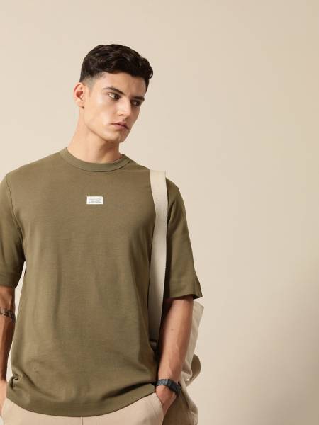 Mr Bowerbird Solid Men Round Neck Dark Green T-Shirt