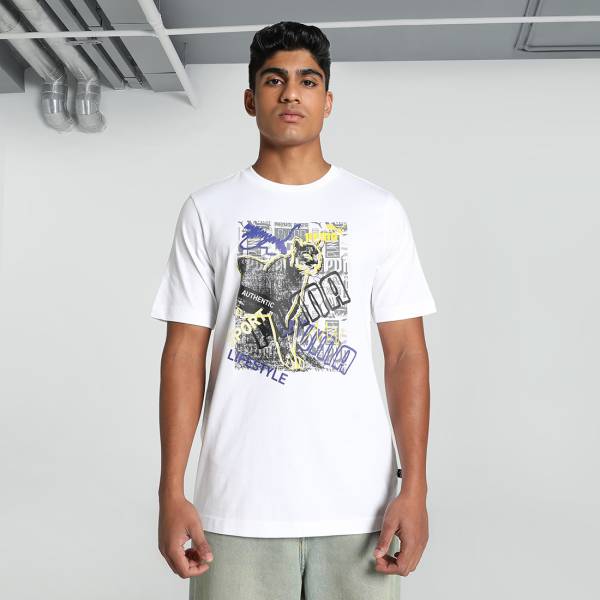 PUMA Printed Men Crew Neck White T-Shirt