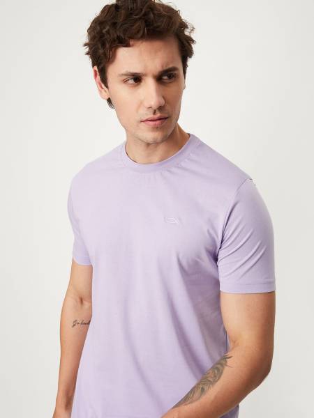 MAX Solid Men Round Neck Purple T-Shirt