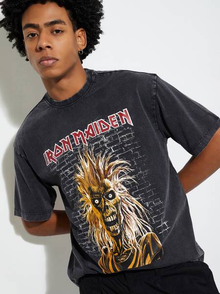 MAX Printed Men Round Neck Black T-Shirt