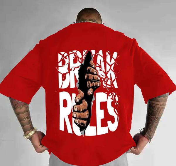 Drybe Fashion Printed Men Round Neck Red T-Shirt