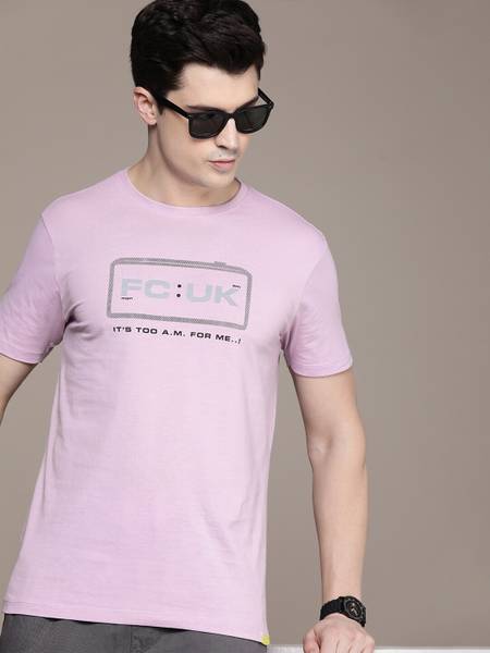 FCUK Printed Men Round Neck Purple T-Shirt