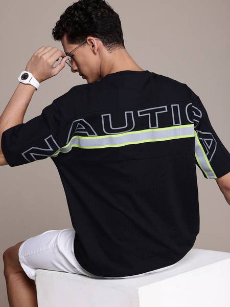 NAUTICA Printed Men Round Neck Black T-Shirt