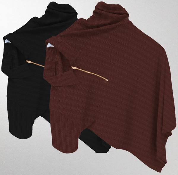 KAJARU Solid Men Polo Neck Black, Brown T-Shirt