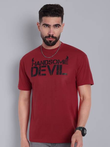 Go Devil Printed Men Round Neck Maroon T-Shirt