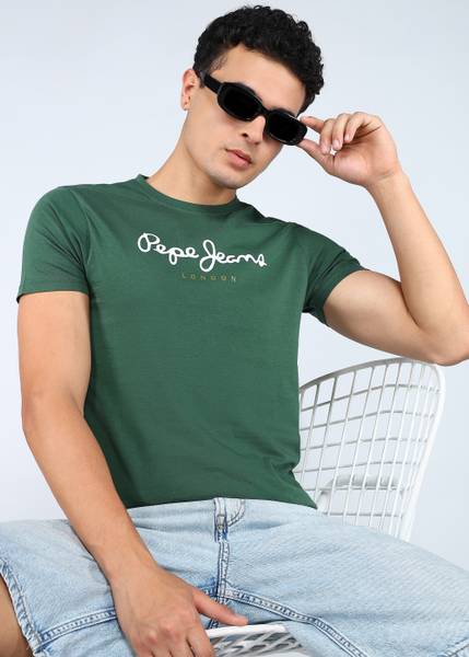 Pepe Jeans Graphic Print Men Round Neck Green T-Shirt