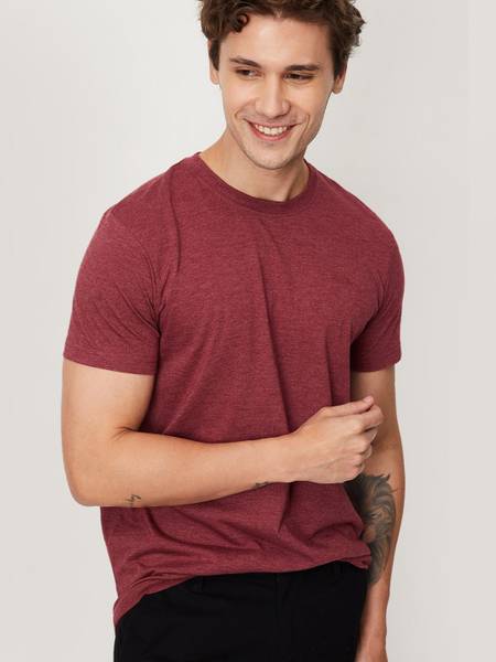 MAX Solid Men Round Neck Maroon T-Shirt