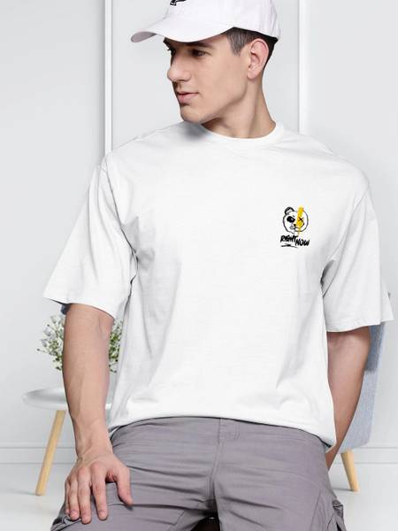 PATOIS Printed Men Round Neck White T-Shirt