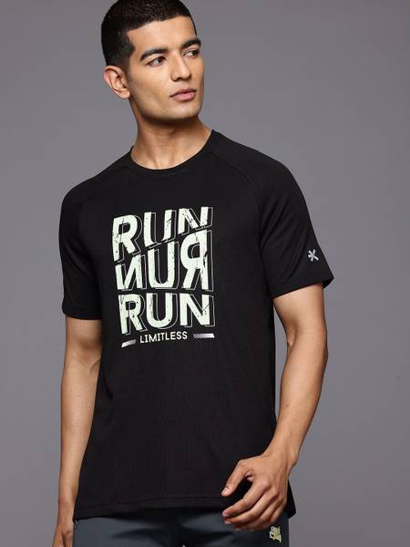 HRX by Hrithik Roshan Printed Men Round Neck Black T-Shirt