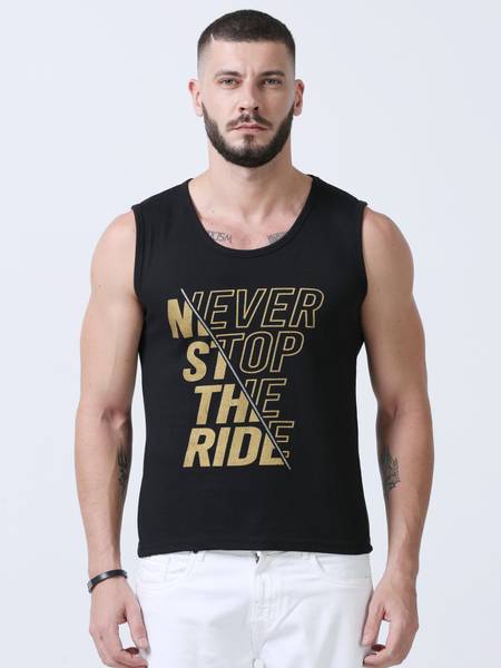 Wafaa Printed, Typography Men Round Neck Black T-Shirt