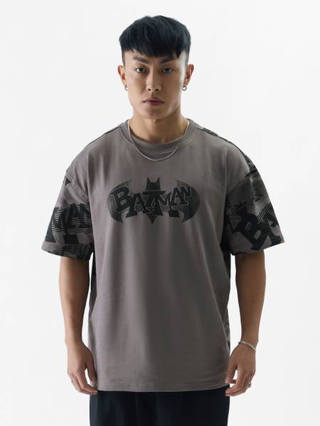 The Souled Store Printed Men Round Neck Grey T-Shirt