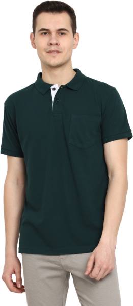 V-MART Solid Men Polo Neck Green T-Shirt