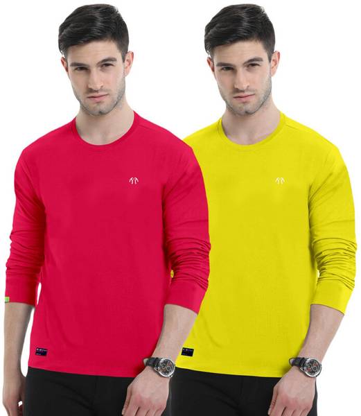 Triptee Solid Men Round Neck Multicolor T-Shirt