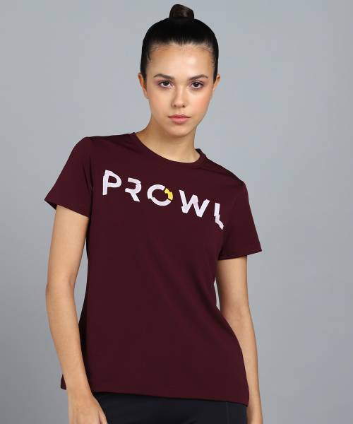 Tiger Shroff - PROWL Typography Women Round Neck Maroon T-Shirt