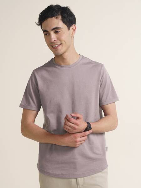 Damensch Solid Men Round Neck Purple T-Shirt