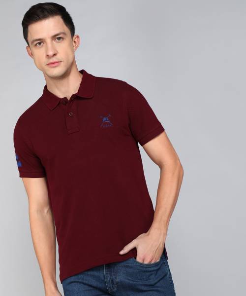 U.S. POLO ASSN. Solid Men Polo Neck Maroon T-Shirt