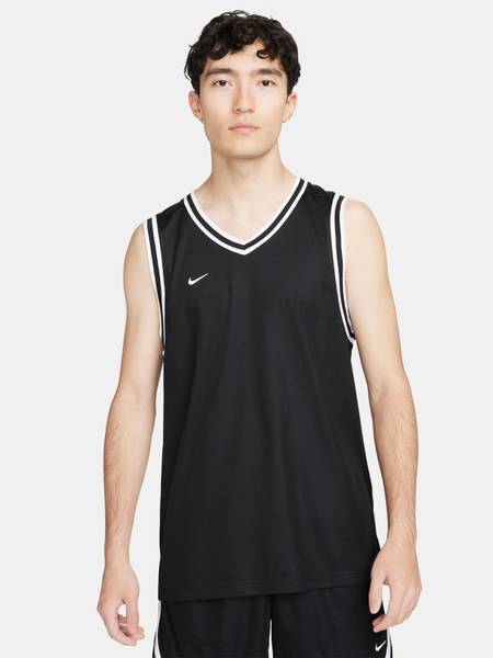 NIKE Solid Men V Neck Black T-Shirt