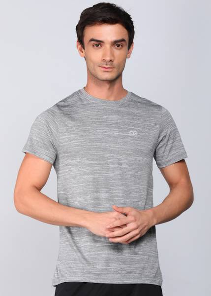 PETER ENGLAND Solid Men Polo Neck Grey T-Shirt