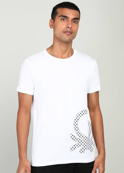 United Colors of Benetton Printed Men Round Neck White T-Shirt