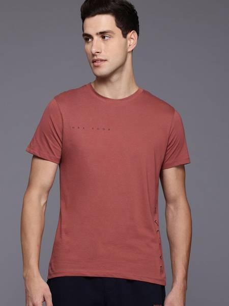 HRX by Hrithik Roshan Printed, Solid Men Round Neck Red T-Shirt