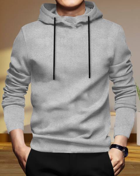 BLIVE Printed Men Hooded Neck Grey T-Shirt