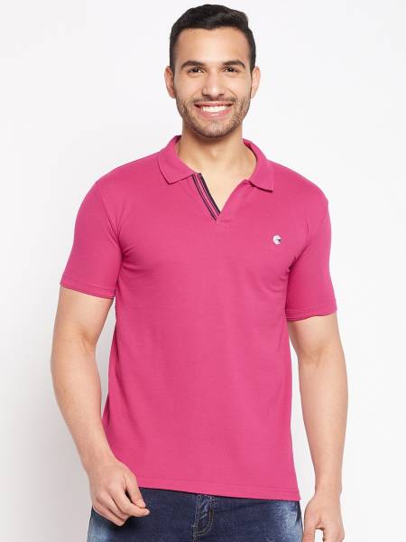 DUKE Solid Men Polo Neck Pink T-Shirt