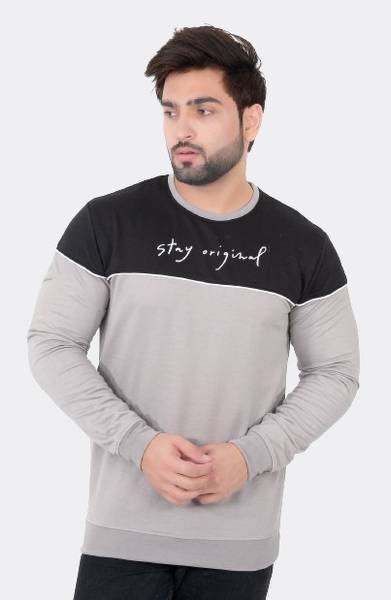 E-MAX Printed Men Round Neck Grey T-Shirt