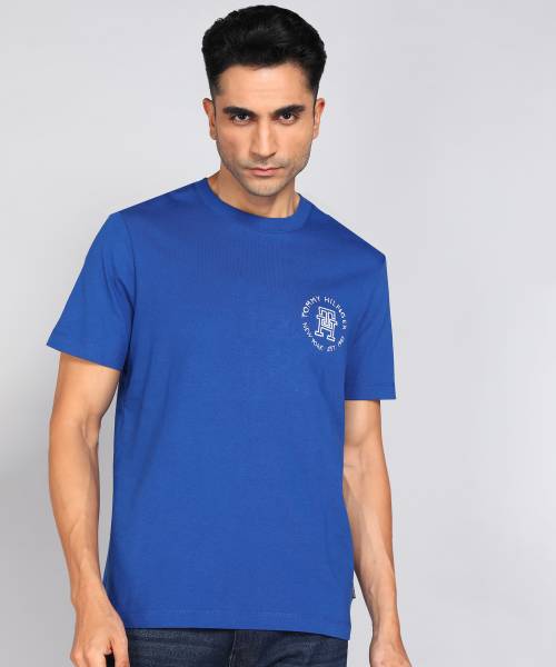 TOMMY HILFIGER Printed Men Crew Neck Blue T-Shirt